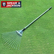 英国ブランド Spear＆Jackson アジャストローンレーキ 熊手 狭い場所 芝生 サッチ 芝かす 病害予防 芝の…