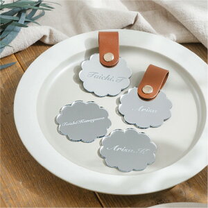 「1個から購入可能」ミラー席札(花びら・フラワー) レザーベルト お急ぎ対応【エスコートカード アクリル ネームタグ ラゲッジタグ ギフト プレゼント シンプル ゴールド ゲストがもら