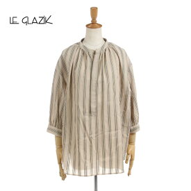 Le glazik ル グラジック レディース コットンラミーギャザーシャツ　STRIPE CVD WOMEN　JL-3797CVD　[ポイント10倍]