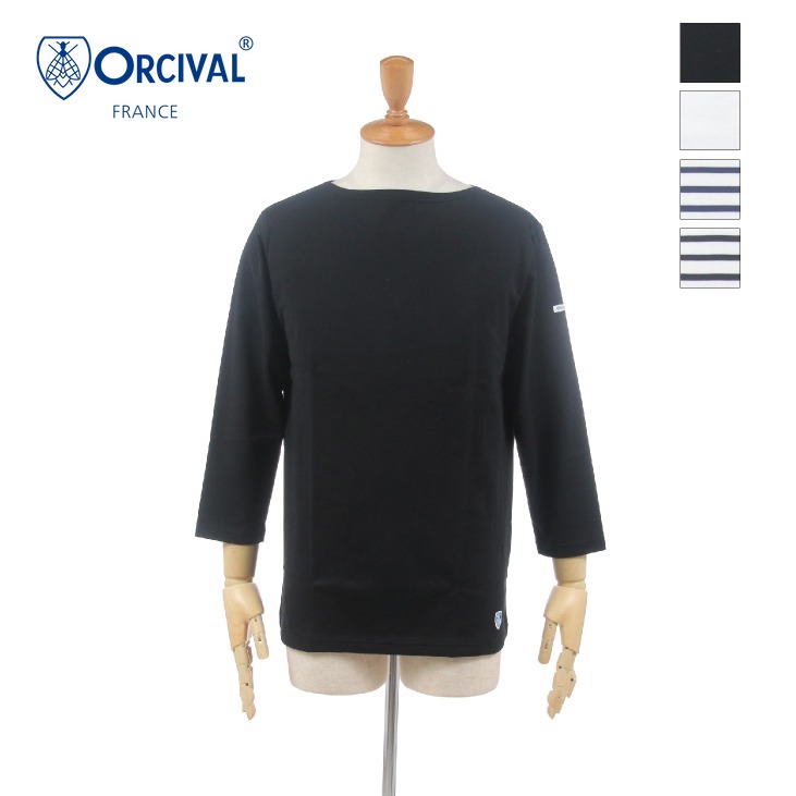 [ポイント10倍] ORCIVAL（オーチバル/オーシバル）メンズ 無地 ソリッド ストライプ 40/2ジャージー ボートネックTシャツ 40/2 JERSEY SOLID&STRIPE RC-9224 Tシャツ・カットソー