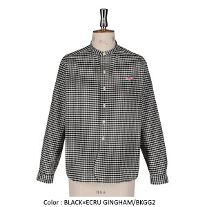 y2025FWēׁzDANTON _g fB[X IbNXtH[h ohJ[Vc XgCv MK`FbN OX[u  BAND COLLAR SHIRT L/S@DT-B0279 OXP@{K㗝Xi