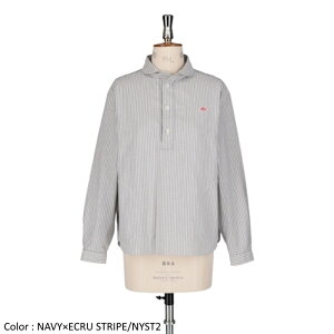 y2025FWēׁzDANTON _g fB[X IbNXtH[h ۋ݃vI[o[Vc XgCv MK`FbN EhJ[ Vc ROUND COLLAR P.O SHIRT L/S@DT-B0281 OXP@{K