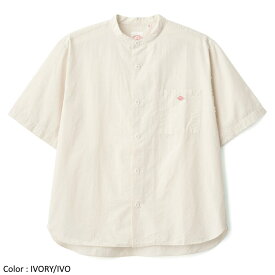 [2024ss再入荷] DANTON ダントン メンズ コットンリネン バンドカラーシャツ 無地 半袖シャツ BAND COLLAR SHIRT S/S　JD-3788SCL　日本正規代理店商品