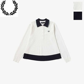 FRED PERRY フレッドペリー レディース Knitted Pleated Long-Sleeved Shirt ニットポロ　F7246　[ポイント10倍]