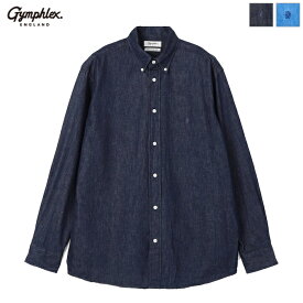 [2024ss再入荷] Gymphlex ジムフレックス メンズ デニム ボタンダウンシャツ 無地 長袖 B.D. SHIRT L/S　GY-B0196 SDM　[ポイント10倍]