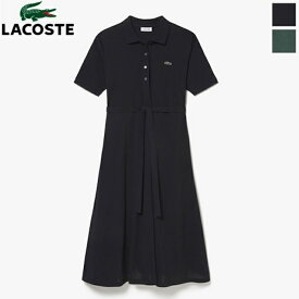 [2024ss新色/再入荷] LACOSTE ラコステ レディース 鹿の子地マキシ丈ドレス 半袖ワンピース　EF571LJ-99　[ポイント10倍]