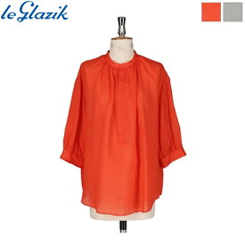 [2024ss新色] Le glazik ル グラジック レディース ラミー ギャザーネックシャツ プルオーバーシャツ ブラウス GATHER NECK BLOUSE　LG-B0048 RAT　[ポイント10倍]