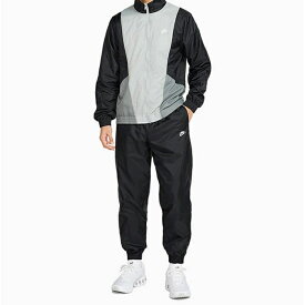 【OUTLET 50%OFF】NIKE ナイキ クラブ メンズ ウーヴン トラック スーツ ブラック/スモークグレー/ライトスモークグレー セットアップ 上下セット ウインドブレーカー ジャケット ロングパンツ スポーツウェア　HJ1986-010