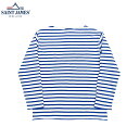 SAINT JAMES セントジェームス OUESSANT "BORDER" ウェッソン ボーダー バスクシャツ ボートネック NEIGE/GITANE 白/コバルトブルー メンズ レディース ユニセックス