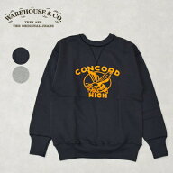 メンズ　WAREHOUSE　ウエアハウス　Lot 401CONCORD プリント SET IN FLAT SEEM　クルースウェット　裏起…