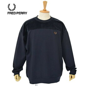 メンズ　Fred Perry フレッドペリー　Velour Panel Tricot Sweatshirt ベロア トリコット　クルーネック　プルオーバー　スウェット　M2631