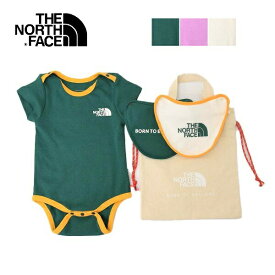 キッズ　THE NORTH FACE　ザ　ノースフェイス　 B S/S Rompers & 2P Bib ロンパース　スタイ　3点セット　出産祝い　袋付き　ベビー　　NTB12202