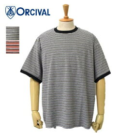 メンズ　ORCIVAL　オーチバル　CREW NECK 　クルーネック　パイル地　半袖　　ポケT　ボーダー　T シャツ　OR-C0228PTC