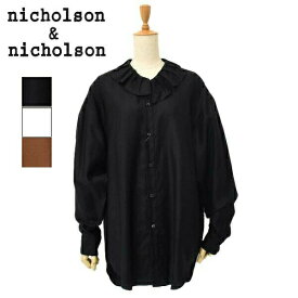 レディース NICO,nicholson&nicholson ニコ　ニコルソンアンドニコルソン　フリルカラーブラウス　オーバーサイズシャツ　ブラウス　VANILLA-SATIN