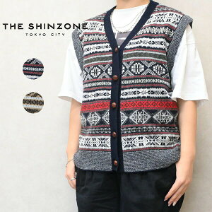 THE SHINZONE �V���]�[�� FAIR ISLE KNIT VEST �t�F�A�A�C�� �j�b�g �E�[�� �x�X�g26AMSNI08