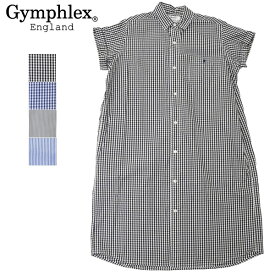 【2024年 S/S】レディース　Gymphlex　ジムフレックス　コットン　綿　半袖シャツワンピース GINGHAM STRIPE GY-B0243MGG GY-B0243MGS