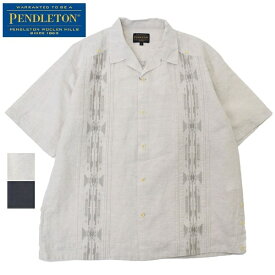 メンズ　PENDLETON　ペンドルトン　EMB Open Collar Shirt S/S リネン オープンカラー 半袖 シャツ 4275-6003