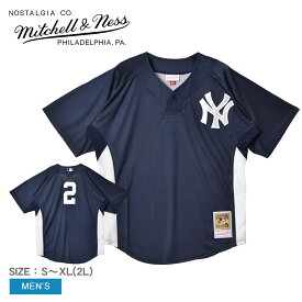 ▼今だけポイント20倍▼ミッチェルアンドネス ユニフォーム メンズ MITCHELL ＆ NESS ウエア トップス ベースボールジャージ ストリート オーセンティック アメカジ 半袖 人気 メッシュ ネイビー 紺 ホワイト 白