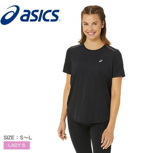 アシックス ROADランニングハンソデシャツ 半袖Tシャツ レディース ブラック 黒 ASICS ROADランニングハンソデシャツ 2012C969 通気性抜群のウェア 吸汗速乾素材 軽量スポーツシャツ メッシュパネ