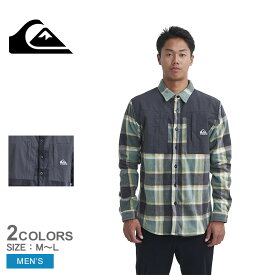 【全品P5倍★週末タイムSALE】 クイックシルバー NORTH SEAS SHIRT シャツ 長袖Tシャツ メンズ グリーン 緑 グレー QUIKSILVER EQYWT04488 トップス ウェア 長袖 シャツ カジュアル シンプル ブランド チェック ロゴ サーファー