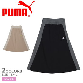 【全品P5倍★週末タイムSALE】 プーマ CORE HERITAGE ニット ロング スカート ロングスカート レディース ブラック 黒 ベージュ PUMA 680703 ボトムス ロング フレアスカート カジュアル シンプル スポーティ おしゃれ ロゴ ワンポイント 通勤 通学 プーマキャット