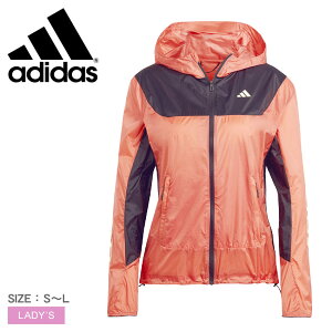 アディダス 駅伝 ランニングジャケット ウィンドウェア レディース レッド 赤 ADIDAS KLX76 アウター ジャケット スポーツウェア 上着 羽織 長袖 防風 軽量 リフレクター ランニングウェア スポ