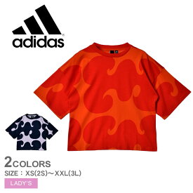 【ゆうパケット配送】 アディダス マリメッコ 半袖Tシャツ Tシャツ レディース オレンジ パープル ネイビー ADIDAS VZ135 トップス カットソー 半袖 スポーツ 総柄 運動 定番 服 ウェア ウエア トレーニング ランニング カジュアル 北欧 テキスタイル コラボ