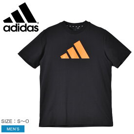 【ゆうパケット配送】 アディダス 半袖Tシャツ メンズ adidas フューチャーアイコン 半袖ロゴTシャツ トップス カットソー クルーネック 半袖 スポーツ 運動 服 ウェア プリント ブラック 黒 オレンジ MLW11