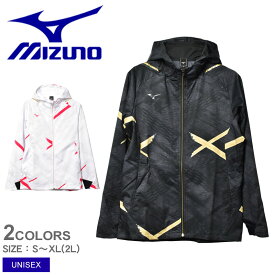 【全品P5倍★SALE】 ミズノ ジャケット メンズ レディース MIZUNO ストレッチウィンドブレーカージャケット トップス ウェア 長袖 羽織 スポーツ フード トレーニング ウィンドブレーカー 運動 ホワイト 白 ブラック 黒 32ME2010