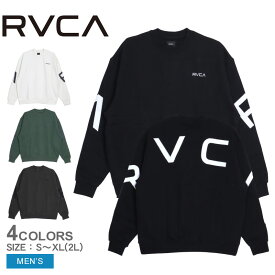 ルーカ FAKE RVCA CR トレーナー スウェット メンズ ブラック 黒 ホワイト 白 グリーン RVCA BD042150 トップス 長袖 ゆったり クルーネック ロゴ ストリート シンプル ワンポイント プリント カジュアル バックプリント