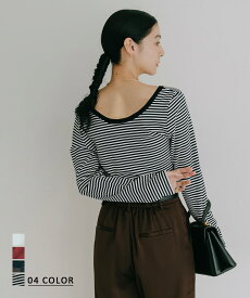 【クーポンで3,168円 8/8(金)12時40分~23時59分まで】バックシャン長袖Tシャツ｜レディース トップス バックシャン シンプル ベーシック きれいめ 着回し 涼しい 長袖 カットソー バックデザイン お洒落 前後2way すっきり デコルテ 【宅配便】 cpn soku