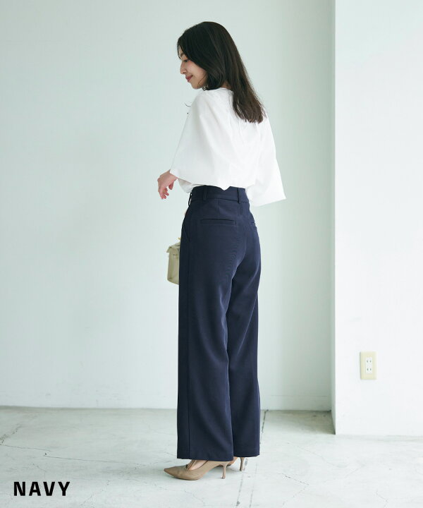 楽天市場】センタープレスワイドパンツ｜ 美脚 きれいめ ボトムス  