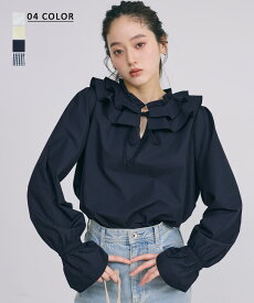 ダブルカラーブラウス ｜ シワになりにくい レディース トップス ブラウス デザイントップス 華やか きれいめ きれいめブラウス シワになりにくい フリル 卒業式 入学式 フォーマル ノーアイロン 【宅配便】shiwa(予約2月1日~5日or4月6日~10日以内順次発送)