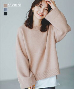 【送料無料】レディース トップス ブラウス レイヤード ニット 長袖 セーター クルーネック インナー付き BASEMENT online 2020AW【宅配便】【BO2020AW】(予約11月1日~5日順次発送)