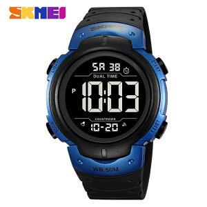 【見やすい大型液晶】 腕時計 時計 リストウォッチ SKMEI スクメイ デジタル デジタルウォッチ バックライト 防水 50M防水 5気圧防水 デュアルタイム ストップウォッチ アラーム カレンダー 12/