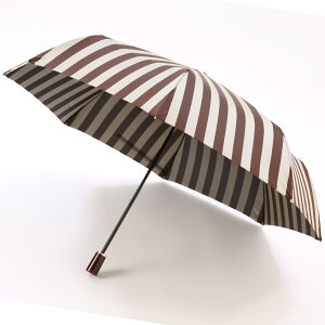 【当店限定品】Ramuda 漆塗り 折り畳み傘 ワイドストライプ 耐風骨 折りたたみ傘 58cm 漆寒竹大曲 ラムダ 甲州織 HM2005-BROWN