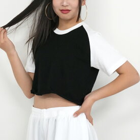 ラグラン へそ出し Tシャツ ダンス衣装 レディース キッズ Tシャツ ショートて丈 クロップドT 韓国ファッション ヒップホップ 衣装 hiphop ティーシャツ ダンス 女の子 男の子 ジュニア おしゃれ 韓国風Tシャツ ブラック ホワイト 黒 白