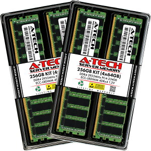 A-Tech 256GB(4x64GB) DDR4-2933 PC4-23400 ECC Load Reduced LRDIMM 4Rx4 �T�[�o�[�p ������ �Ή��@��: Apple Mac Pro (2019, 12-Core) / Apple Mac Pro (2019, 16-Core) / Apple Mac Pro (2019, 24-Core) / Apple Mac Pro (2019, 28-Core) / HP Synergy 480 G10