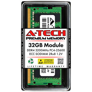 A-Tech 32GB DDR4-3200 PC4-25600 ECC SO-DIMM 2Rx8 ���[�N�X�e�[�V�����E�T�[�o�[�p ������ �Ή��@��: Synology DiskStation DS1823xs+ / Dell Precision 3551 / Dell Precision 7550 / Dell Precision 3240 Compact / Dell Precision M5550 / Dell Pr