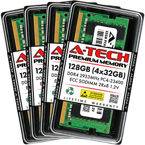 A-Tech 128GB(4x32GB) DDR4-2933 PC4-23400 ECC SO-DIMM 2Rx8 ���[�N�X�e�[�V�����E�T�[�o�[�p ������ �Ή��@��: Lenovo ThinkPad T15g Gen 1 / Lenovo ThinkPad P15 Gen 1 / Lenovo ThinkPad P17 Gen 1