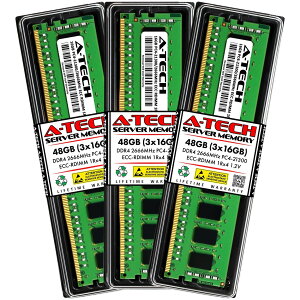 A-Tech 48GB(3x16GB) DDR4-2666 PC4-21300 ECC Registered RDIMM 1Rx4 �T�[�o�[�p ������ �Ή��@��: Supermicro SuperServer 1029U-TN12RV-NEBS / Supermicro SuperServer 1029U-TN12RV-NEBS-DC