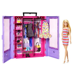 Barbie�o�[�r�[ �h�[�����v���C�Z�b�g Fashionistas �A���e�B���b�g�N���[�[�b�g �m���i3��̈ߑ��j���t�@�b�V�����A�N�Z�T���[ 6�{�̃n���K�[�t��