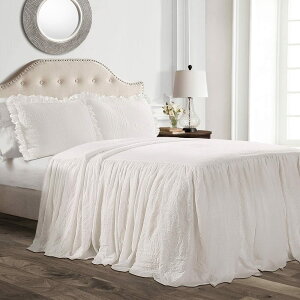 Lush Decor ���b�t���X�J�[�g �x�b�h�X�v���b�h�Z�b�g 3�_�Z�b�g �����t�@�[���n�E�X�Q�� �G���K���g�ȃ��b�t���f�B�e�[�� �^�C�����X�X�^�C�� �\�t�g�y�ʃV�[�c �L���O �z���C�g