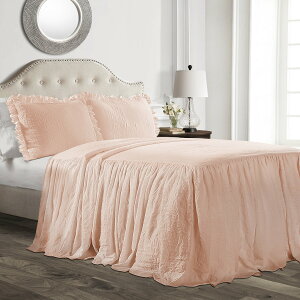 Lush Decor ���b�t���X�J�[�g �x�b�h�X�v���b�h�Z�b�g 3�_�Z�b�g �����t�@�[���n�E�X�Q�� �G���K���g�ȃ��b�t���f�B�e�[�� �^�C�����X�X�^�C�� �\�t�g�y�ʃV�[�c �L���O �u���b�V��
