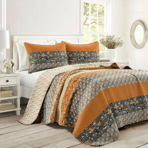 Lush Decor ���C�����G���p�C�A ���o�[�V�u�� �R�b�g���L���g�Z�b�g 3�_�Z�b�g �t��/�N�C�[�� �C�G���[&�O���[ �X�g���C�v�Q��Z�b�g �t���[�����L���g �N�C�[���T�C�Y �{�[�z�[����