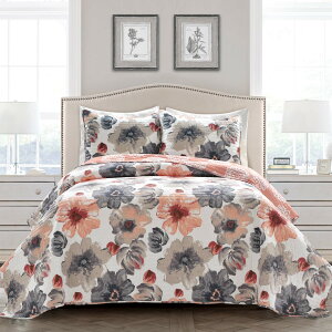 Lush Decor ���A ���o�[�V�u�� �t���[�����L���g�Z�b�g 3�_�Z�b�g �L���O �R�[����&�O���[ ���ʃ{�^�j�J�� �R�e�[�W�R�A �t�����`�J���g���[���� �Q��N�C�[���T�C�Y