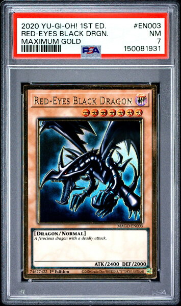 遊戯王英語版 2020 MAXIMUM GOLD RED-EYES BLACK DRAGON 1ST EDITION #EN003 PSA7 鑑定済【中古】