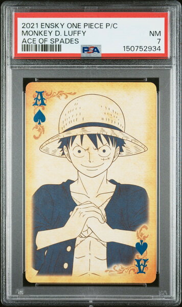 ワンピース英語版 2021 Ensky One Piece Playing Cards Monkey D. Luffy Ace of Spades PSA 7 鑑定済【中古】