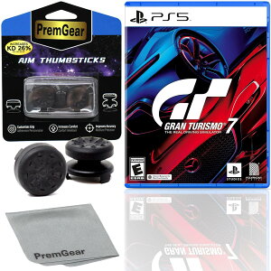 Gran Turismo 7 Standard Edition for PlayStation 5 (US Version), with PremGear ThumbSticks (2 pack: 1 High-Rise, 1 Mid-Rise) & Cleaning Cloth �k�Ĕ� PS5 �v���C�X�e�[�V����5 �C�O�Ń\�t�g