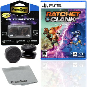 Ratchet & Clank: Rift Apart for PlayStation 5 (US Version), with PremGear ThumbSticks (2 pack: 1 High-Rise, 1 Mid-Rise) & Cleaning Cloth �k�Ĕ� PS5 �v���C�X�e�[�V����5 �C�O�Ń\�t�g